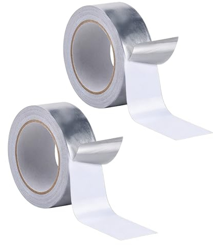 Gkhlg 2 Rollen Alu Klebeband wasserdicht korrosionsbeständig schwer entflammbar Alufolie für den täglichen Gebrauch Reparaturen und Isolierung (Aluminiumfolienband, Dicke 0,1 mm (5cm*20m))