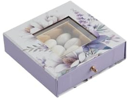 Generico 6X Scatola Portaconfetti Esagonale Fiori Lilla 12x12x4 cm BOMBONIERA