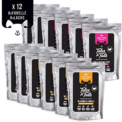Tales & Tails - Premium Nassfutter | Getreidefrei | Für Allergiker geeignet | 100% Fisch | 12 x 100g | 2 Sorten gemischt