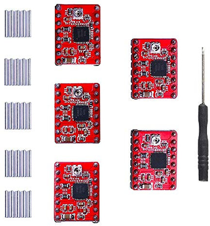 Sun3Drucker - 5 Stück A4988 Stepstick Stepper Motor Driver Module mit Kühlkörper,Stepper Motor Schrittmotor Treibermodul für Reprap 3D Drucker, CNC Maschinen, Roboter