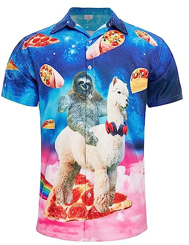 RAISEVERN Mens Hawaiian Shirts Short Sleeve Funny Ugly Casual Shirt, M-XXL