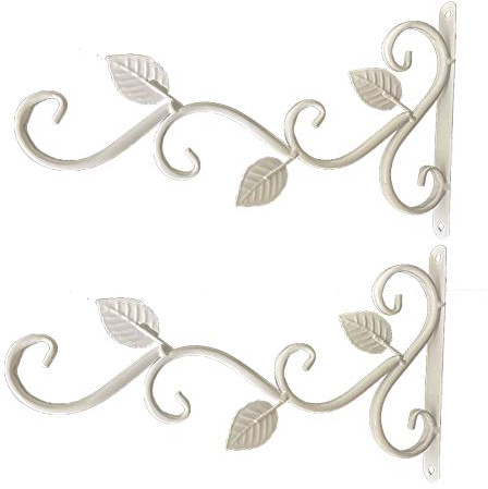 Wankd 2PCS Haken für Blumenampel, Retro Schmiedeeisen Wandhaken Aufhänger Halterung für Blumentöpfe Pflanzen Hängekörbe, Garten Balkon Außen Dekor (Weiß)