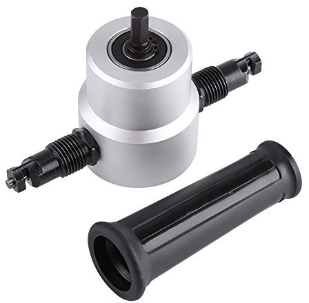 Taglierina a doppia testa per lamiera a foro elettrico per trapano elettrico Kit di utensili taglio per roditori Pacchetto di cartone