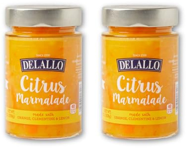 DeLallo Citrus Marmalade Fruit Spread, Gourmet Jam Made with Oranges, Clementines, and Lemons, Made in Italy, Vegan, Non-GMO, Gluten Free, 7.4 oz Jar (2 Pack)