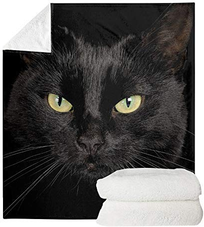 UOIMAG Schwarze Katzen-Decken, weiches Flanell-Fleece, Überwurf, warme Stuhl-Decken, Bett-Überwurf (70 x 100 cm)