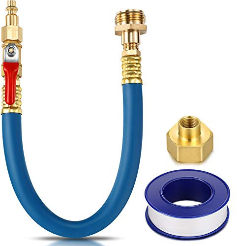 RV Winterizing Kit Sprinkler Blowout Adapter with Shut Off Valve, Air Compressor Quick Connector, 12 Inch Garden Hose, Male Female Faucet Connect for RV, Camper, Ship