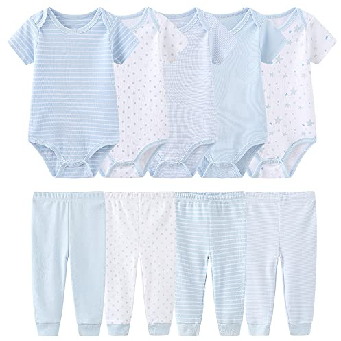 TONE Bodys Kurzarm für Neugeborene Baby Jungen und Mädchen 0-3m/3-6m/6-9m/9-12m Baumwolle