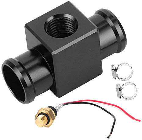 Akozon Agua del termostato Adaptador de manguera de radiador Interruptor de temperatura Refrigerante del radiador Sensor de temperatura del ventilador para motocicleta ATV todoterreno(Negro)