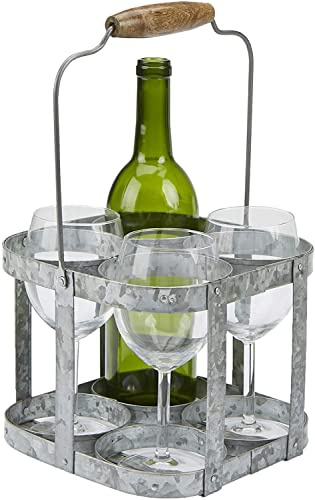 Trendi® Galvanized Milk Bottle Holder Steel Wire Metal Holds 4 Milk, Wine, Beer Bottles Doorstep Crate Carrier Traditional