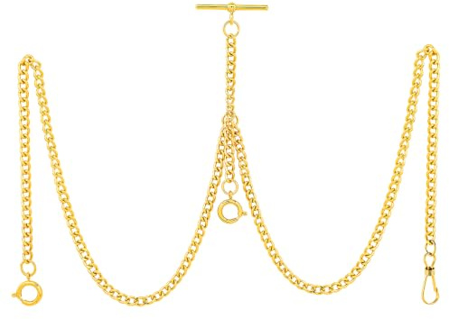 Alwesam Pocket Watch Chain Albert T-Bar Chain Antique T Shaped Hanging Watch Chain 14 Inch Single Link Vest Belt