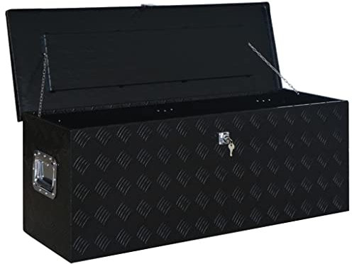 Gecheer Aluminiumkiste Werkzeugkasten Transportbox Aluminium Transportkiste inkl. 2 Schlüssel 1085 x 370 x 400 mm Schwarz