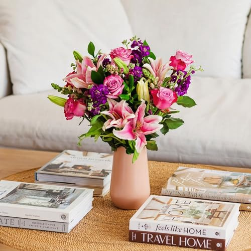 BloomsyBox Farm-Fresh Royalty Bouquet, Pink and Purple Design, Care Card, Flower Food, Lush Greenery, Flower Delivery por Birthday, Anniversary, Wedding, Get well | No Vase.