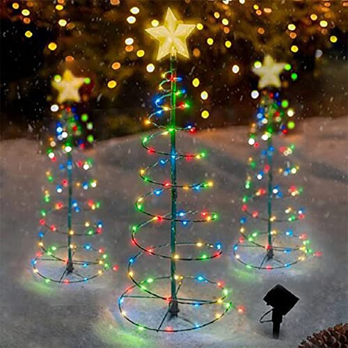 Mini Weihnachtsbaum Deko Led, Weihnachtsdeko Amerikanisch Outdoor, Neuheiten Metall Garten Solarleuchten Spiral Weihnachtsbeleuchtung Solar Stern Außen Gartenstecker Mit Beleuchtung Geschmückt Bunt
