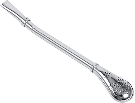Tbest Stainless Steel Yerba Mate Drinking Straw Filtered Spoon Silver