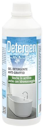 Metacril Detergen, Detergente e Sgrassante Anti-Graffio per Vasche e Idromassaggio in Acrilico. Rimuove il Calcare senza Aggredire la Superficie - 1 LT