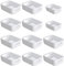 Nuangoo Panier de rangement en plastique,Lot de 12 paniers de rangement empilables avec poignées pour Cuisine,Placard,Bureau (Blanc)