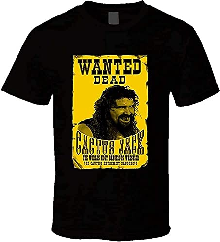 WANGLU Cactus Jack Mick Foley Mens Tshirt Tee T Shirt Black L