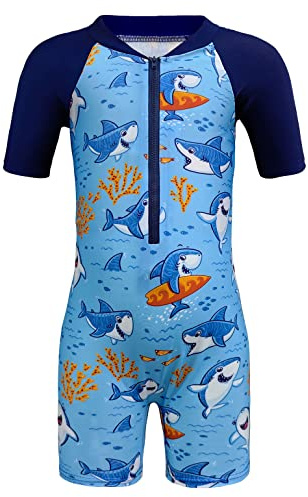 Moneric Boys One Piece Swimwear Kids Shark Swimming Costume Child Rash Guard UV Protection Swimsuit Beach Holiday Swim Wear