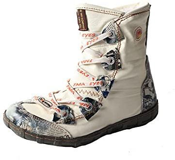 TMA EYES Costura de Mano Empalmada botas Femeninas de Invierno de Fondo Plano(Blanco,36)