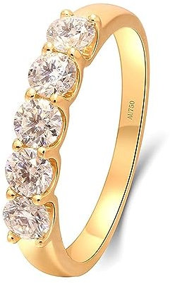 Whoiy Damen Eheringe Gold 585, Echtgold Verlobungsring 0.5ct Laborgezüchteter Diamant Runder Schnitt Stapelbar Hochzeit Trauringe Echt Gelbgold 14 Karat Ringe für Frauen Größe 53 (16.9)