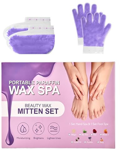 KmaxShip Tratamientos de parafina para manos y pies de 10 minutos, guantes y botines de cera de parafina autónomos para hidratación intensiva en casa (lavanda)