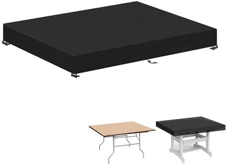 LAMUNI Funda Mesa Jardín 140x80x15cm Funda Protectora Mesa Exterior Cubierta de Mesa Rectangular 420D Tela Oxford Funda Tablero Mesa Exterior Impermeable Funda para Mesa de Jardin, Anti-Viento
