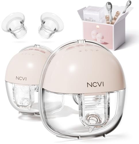 NCVI Milchpumpe Elektrisch Tragbar Freihändig 8111, Doppelte Elektrische Milchpumpe, Ultra-leises Abpumpen, (Rosa, 2 Stück)
