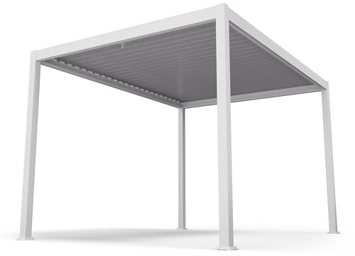 Blumfeldt LuminaHaven Lamellen-Pergola 3x4 m - wetterfester Garten-Pavillon mit starker Aluminiumstruktur, Wasserdichten Stahllamellen, Winterfest
