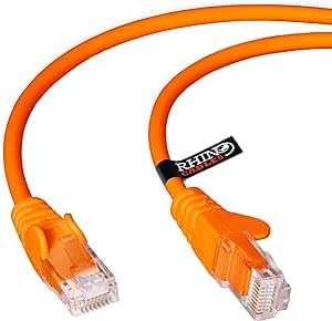 rhinocables CAT 5e High-Speed Ethernet Cable - Reliable LAN Network RJ45 Cable for Fast Internet & Data Transfer | Durable WiFi Broadband Cable for Gaming & Streaming, (5m, Orange, Pack of 7)