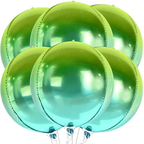ZOSIGN Luftballons Grün, 6 Stück Grün Glänzende Folienballons, 22 Zoll 4D Metallic Grün Folienballon, Folienballon Runden, für Geburtstag Hochzeit Jubiläum Weihnachten Party Dekorationen