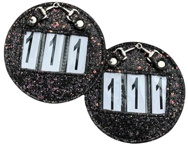 Competition Glitter Number Holder 3 Digit for bridles and Saddle pads with Horse little Bit (Black)