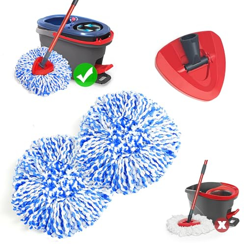 NEWE Mop Heads Replacements 2 Pack with Triangle Base for Vileda RinseClean 2 Tank System, Microfiber Spin Mops Replace Refills for Deep Cleaning All Floors