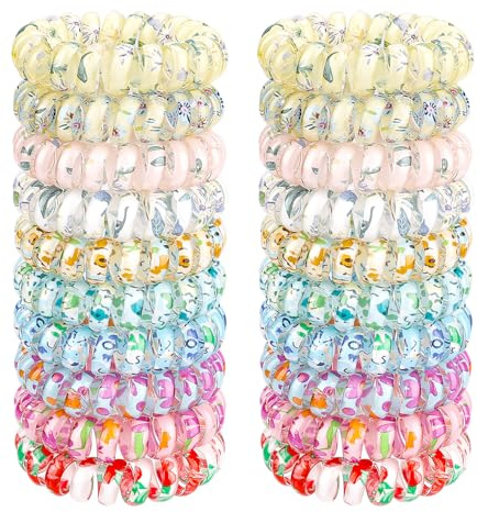 JessLab Cintas Elásticas en Espiral Pequeñas, Pack de 20, Accesorios para el Pelo Duraderos e Impermeables, Ligas para Mujeres, Sin Daño, Aptas para Todo Tipo de Cabello, Mezcla Color 4