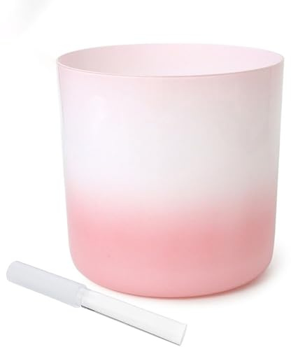 Ciotola di cristallo alchemico rosa bianco da 6 pollici, ciotola sonora for chakra, regalo for yoga, meditazione e guarigione sonora, con percussore acrilico e O-ring gratuiti(B Note)