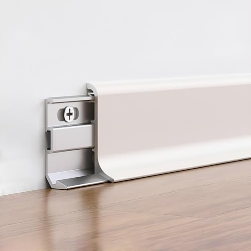 Raouoae Battiscopa In Alluminio 125cm (2 Pezzi) – Finitura Moderna Ed Elegante Per Cucina, Bagno, Garage E Pareti – Design Contemporaneo Per Arredamento E Decorazione Interni(Diamantweiß,Höhe: 26mm)