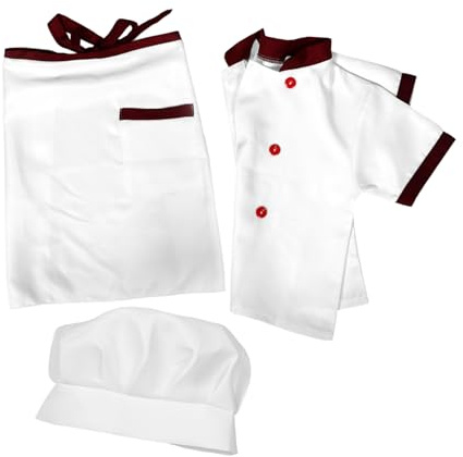 WRITWAA 1set Costume Da Chef Per Ragazzo Ragazza Con Grembiule e Cappello Outfit Cosplay Per Ruolo Giocoso Abbigliamento Per Feste e Spettacoli Maniche Corte Colore Elegante Con