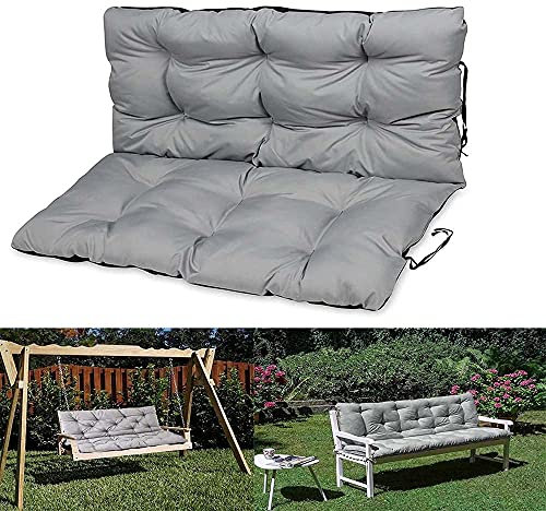 Wasserdichtes Outdoor Bankkissen mit Rückenlehne Polster für Gartenschaukel 2 3 Sitzer Sitz- & Rückenkissen Set Hängematte Kissen Bezug für Holzstuhl Paletten Wetterbeständig und Bequem