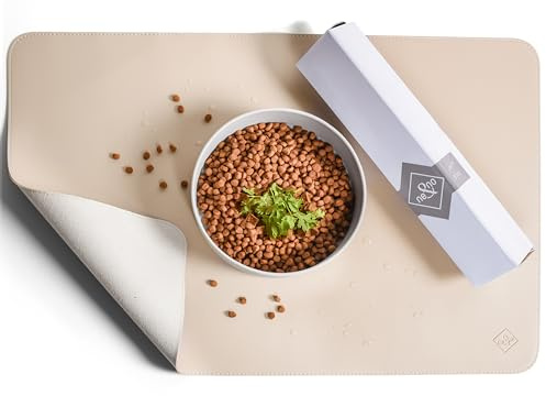 ne&no® Hundenapf Unterlage 60 x 40 cm rutschfest & wasserabweisend aus veganem Leder - Napfunterlage Hund - Futterunterlage - Napf Matte