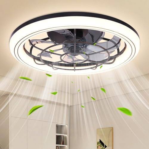 Dibaful Deckenventilator mit Beleuchtung 75W 49cm LED Deckenlampe Deckenventilatoren Fernbedienung APP 6-Gang Dimmbar Timer für Schlafzimmer Wohnzimmer Esszimmer A
