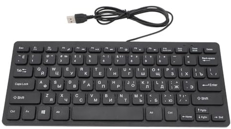 Tastiera Cablata USB Slim Language Compact a 78 Tasti con Chiavi Silenziose Ergonomiche, Design e compatibilità Plug e Play per l'uso di PC e Desktop a Casa o in Ufficio (russo)