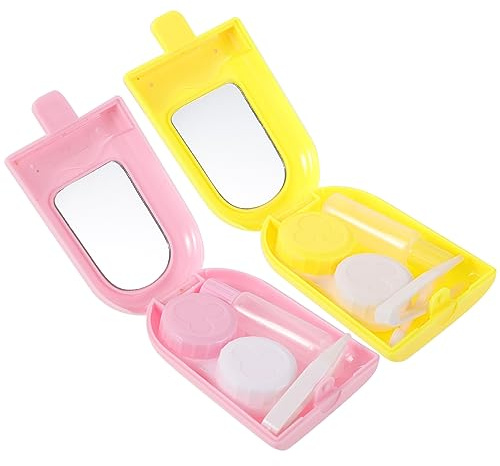 Beaupretty 2 Satz Kontaktlinsenboxen in Eiscremeform Tragbare Linsenbox für Reisen Exquisiter Kunststoff Kontaktlinsenbehälter Kompakter Linsenorganizer für Damen und Outdoor Aktivitäten