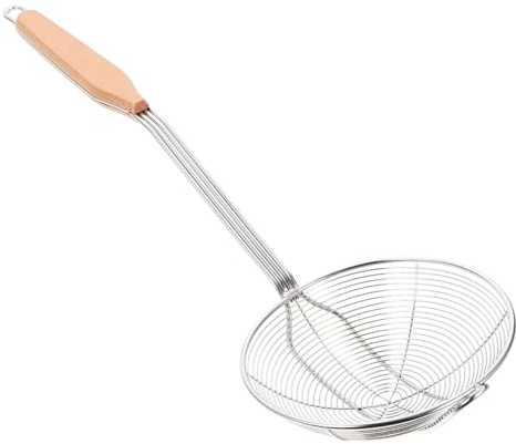 VALICLUD Colador Espumadera De Acero Inoxidable Mango De Madera, Resistente Al Calor, Utensilio De Cocina Adecuado Para Freír y Escurrir Alimentos, Apto Para Uso Doméstico y Profesional