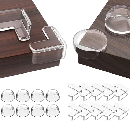 Kantenschutz Baby [20 Stück] mit Eckenschutz, Transparente PVC Möbelkantenschützer selbstklebend, Für Tische, Kommoden, Schränke & Möbel .Einfache und schnelle Installation