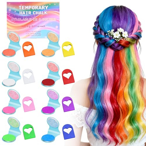 Temporary Hair Chalk for Women Glow in UV Light Neon Hair Dye Washable Hair-color Makeup Kit for Christmas Birthday New Year Cosplay DIY Party Easter Halloween.(8 Color Hair Chalk)