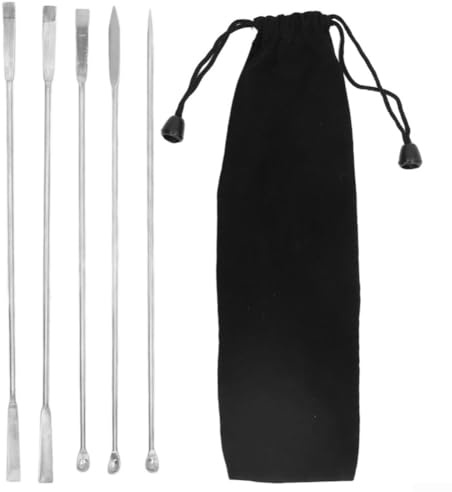 Juego de 5 espátulas de laboratorio de acero inoxidable, juego de cucharas de laboratorio y espátulas para muestreo de materiales granulares