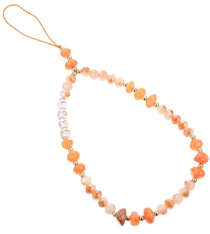 CLISPEED Chaîne pour Téléphone Portable Orange en Cristal Pierre Anti-perte | Décoration pour Téléphone Portable, Accessoire Téléphone Décoration, Corde Porte-clés