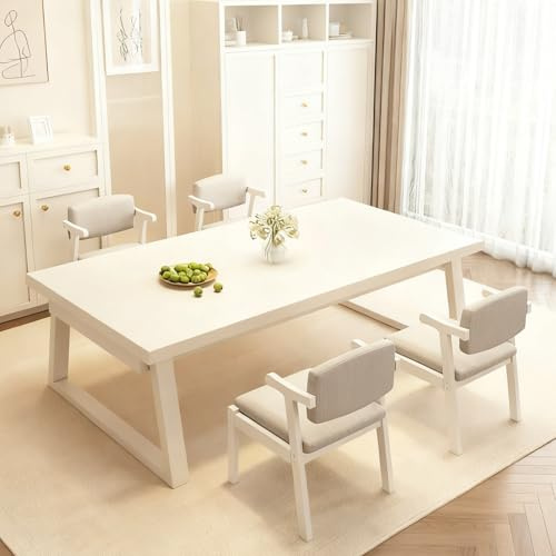 Tavolo da pranzo compatto in legno per 4 persone, struttura robusta in legno di gomma, ideale per piccole cucine e appartamenti, elegante gruppo da pranzo con 4 sedie, design salvaspazio