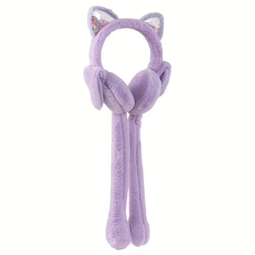BYYLECL Winter Plush Earwarmer Bunny Earmuffs with Moving Bunny Ears, Windproof Soft Plush Cute Ear Muffs Ear Warmers for Women