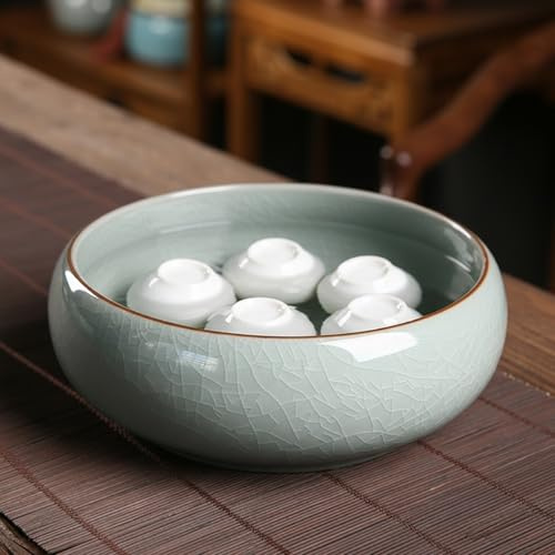 Latemeia Lotus skål planterare keramisk blomskål utan dräneringshål bonsai kruka för hydroponiska växter, näckrosor, vattenväxter, inomhus utomhus trädgårdsdekor, hemanvänd