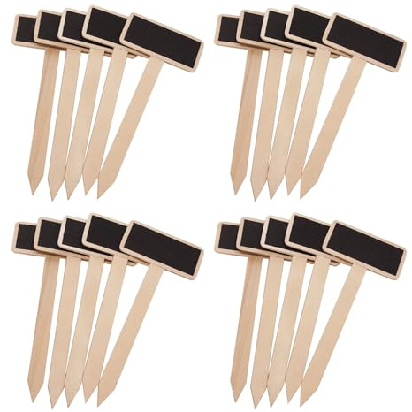 20Pcs Small Plant Chalkboard Garden Marker for Outdoor Indoor Wood Labels T Type Garden Marker Wooden Labels
